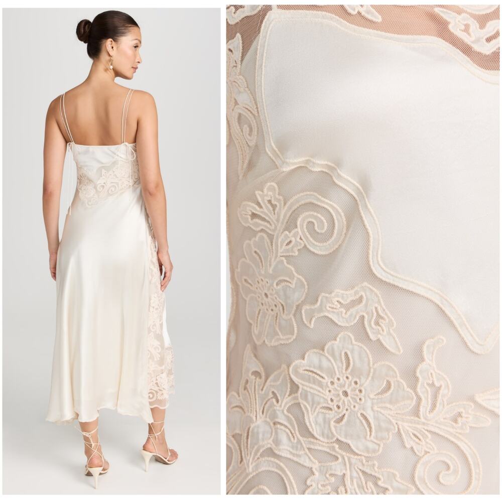 Ulla Johnson Lucienne Ivory Lace Bridal Wedding Midi Dress 10 / Medium - Picture 4 of 11